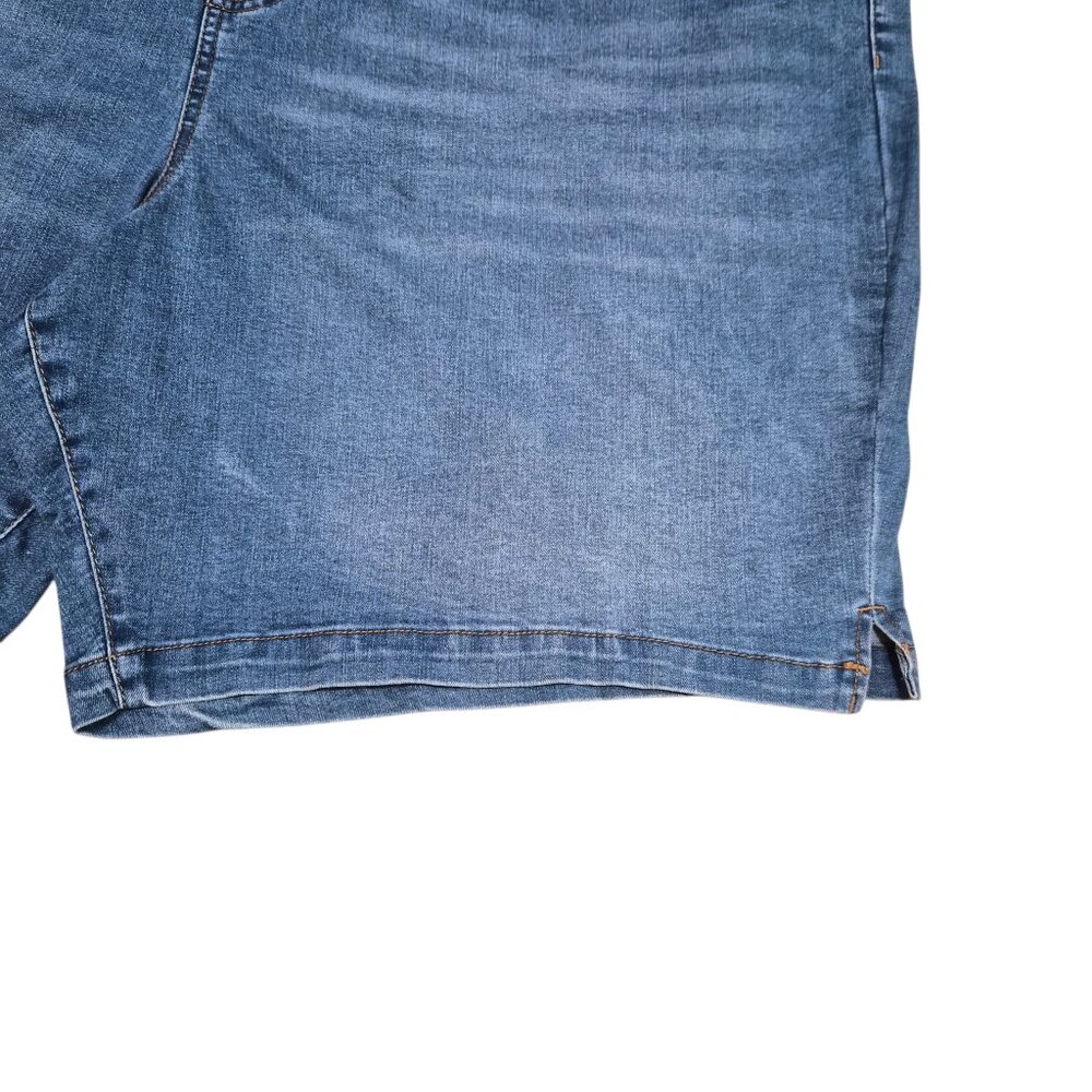 Terra & Sky Women's Plus Denim Shorts Bermuda 4X Pull On Stretch High Rise Blue - Picture 9 of 9